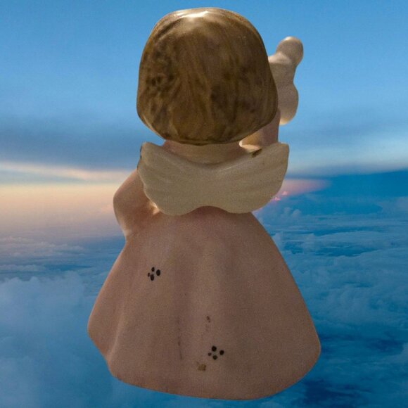 Vntg Angel Figurine In Pink Dress Blowing Horn With Bird Made In Japan Sticker - Picture 4 of 7